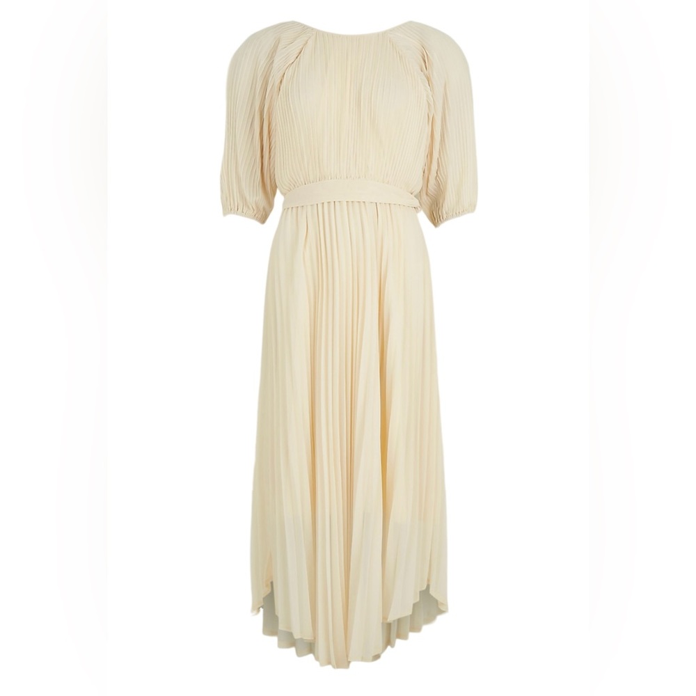 boohoo🔹 Pleated Puff Sleeve Midi Dress | Size 4
